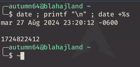 Captura de pantalla de mi terminal mostrando el comando date